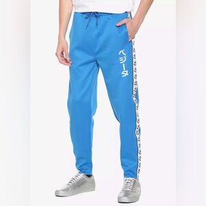 Dragon Ball Z Blue Track Pants/Joggers-Anime Graphic, Japanese Kanji Design Sz L